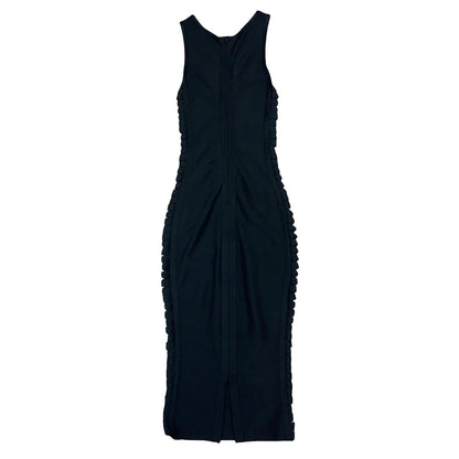 VTG 90s 'HOUSE OF CB' BLACK ELASTICATED BODYCON CUT-OUT DETAIL MAXI DRESS XS