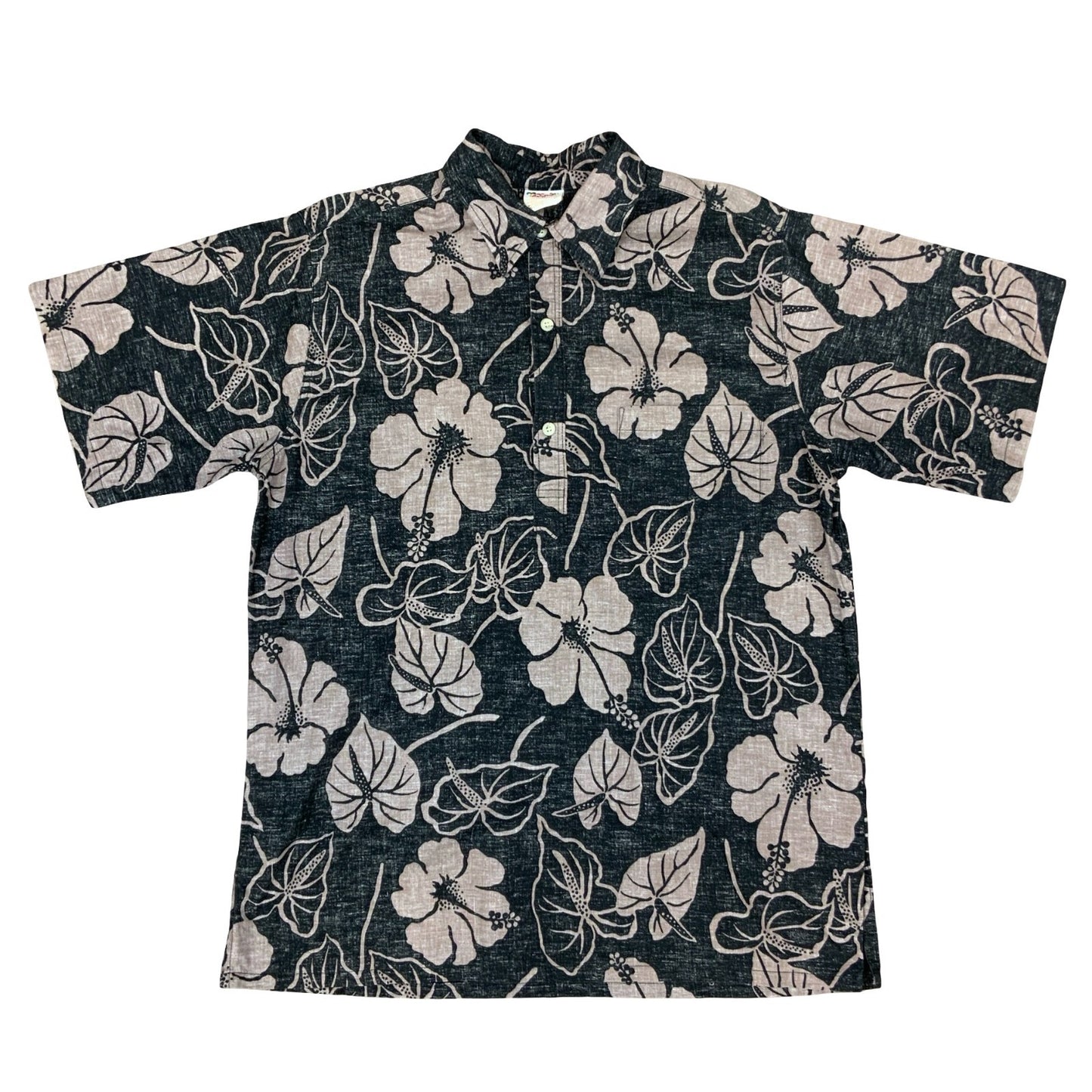 VTG 90S GO BAREFOOT SURF REVERSE PRINT HAWAIIAN SMOCK SHIRT USA MADE LARGE