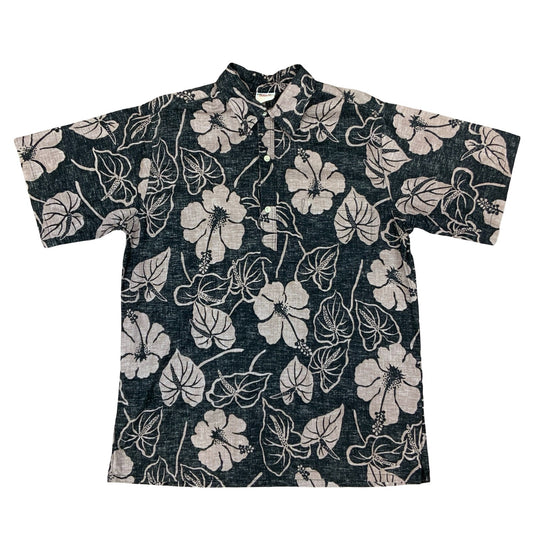 VTG 90S GO BAREFOOT SURF REVERSE PRINT HAWAIIAN SMOCK SHIRT USA MADE LARGE