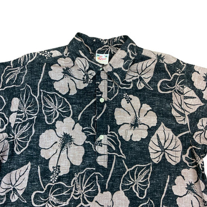 VTG 90S GO BAREFOOT SURF REVERSE PRINT HAWAIIAN SMOCK SHIRT USA MADE LARGE