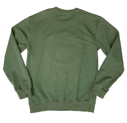 MONCLER OLIVE GREEN CHENILLE LOGO PATCH REVERSE WEAVE SWEATSHIRT MEDIUM
