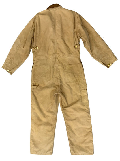 CARHARTT TAN DUCK CANVAS QUILT LINED BOILER SUIT OVERALLS USA WORKWEAR 36”W 27"L
