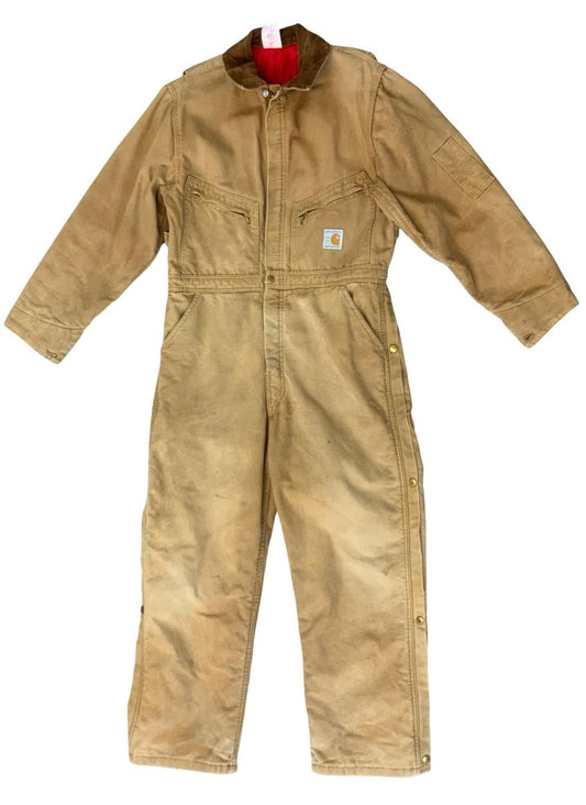 VTG CARHARTT LTD 1989 100 YEAR CANVAS QUILT LINED BOILER OVERALLS USA WORKWEAR M