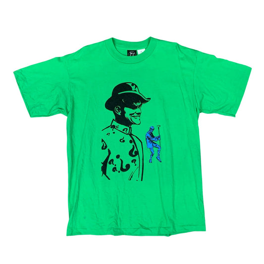 VTG 90S DC COMICS THE RIDDLER BATMAN GREEN SINGLE STITCH GRAPHIC TEE XL