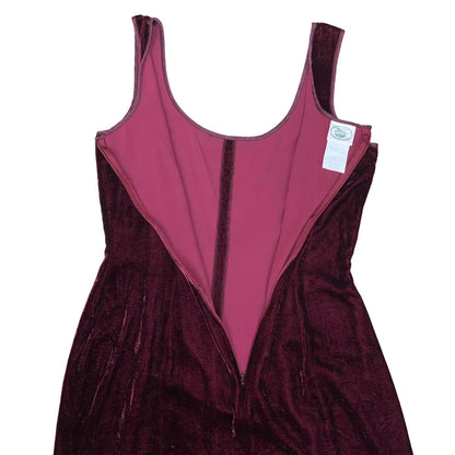 VTG 'LAURA ASHLEY' BURGUNDY RED SELVED SLEEVELESS VELVET MINI PARTY DRESS S 10