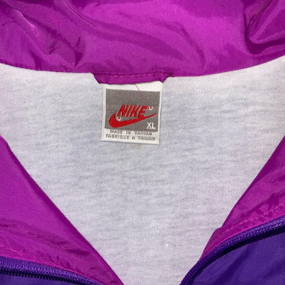 VTG 80s 'NIKE' PURPLE BLUE RETRO COLOUR-BLOCK LINED TRACK WINDBREAKER JACKET 3XL