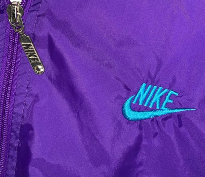 VTG 80s 'NIKE' PURPLE BLUE RETRO COLOUR-BLOCK LINED TRACK WINDBREAKER JACKET 3XL