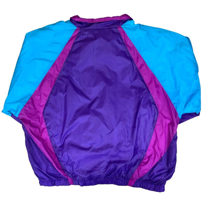 VTG 80s 'NIKE' PURPLE BLUE RETRO COLOUR-BLOCK LINED TRACK WINDBREAKER JACKET 3XL