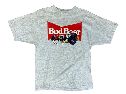 VTG 90s SINGLE STITCH BUDWEISER BUD BEER AMERICAN FOOTBALL T SHIRT MED/LARGE