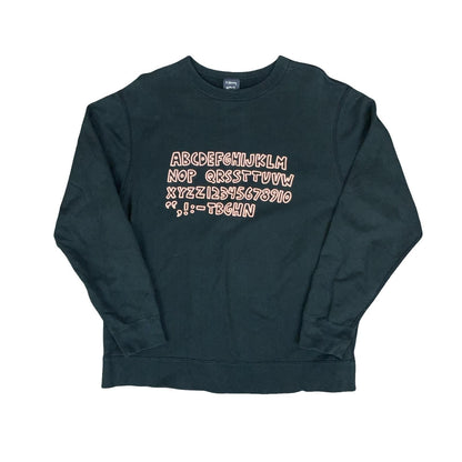 'KEITH HARING' BLACK PINK OUIJA  SPELL-OUT GRAPHIC PULL-OVER SWEATSHIRT XL