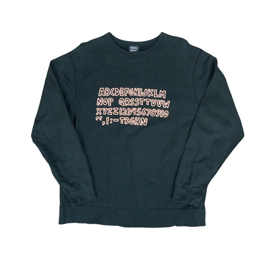 'KEITH HARING' BLACK PINK OUIJA  SPELL-OUT GRAPHIC PULL-OVER SWEATSHIRT XL