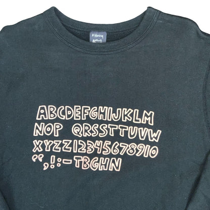 'KEITH HARING' BLACK PINK OUIJA  SPELL-OUT GRAPHIC PULL-OVER SWEATSHIRT XL