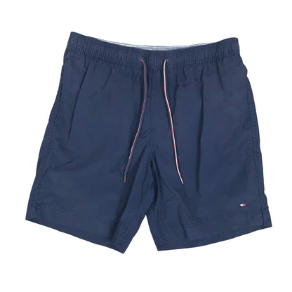 VTG 00s 'TOMMY HILFIGER' NAVY BLUE LOGO JOGGER ELASTICATED SHORTS SMALL