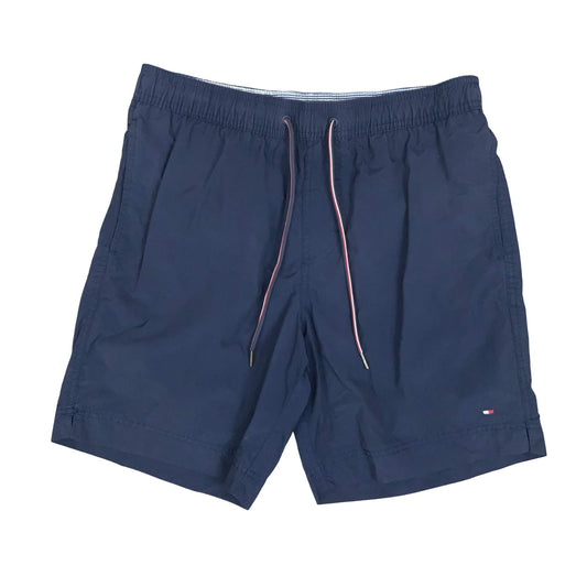 VTG 00s 'TOMMY HILFIGER' NAVY BLUE LOGO JOGGER ELASTICATED SHORTS SMALL