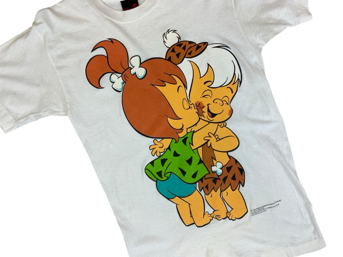 VTG 90s 1995 SINGLE STITCH FLINTSTONES PEBBLES BAMBAM HANNA BARBERA T SHIRT XS