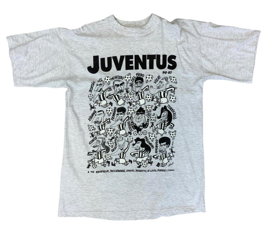 VTG 1996-1997 90s ITALIAN JUVENTUS FOOTBALL CLUB T SHIRT 100th ANNIVERSARY L