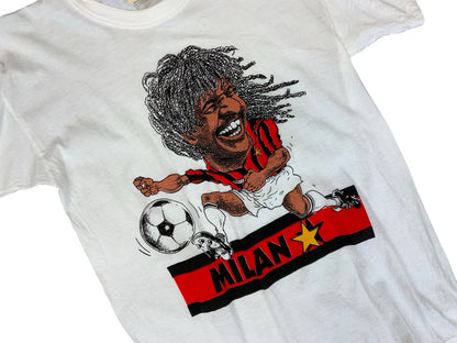 RARE VTG 1990s ITALIAN AC MILAN RUUD GULLIT CARTOON T SHIRT FOOTBALL SOCCER XS