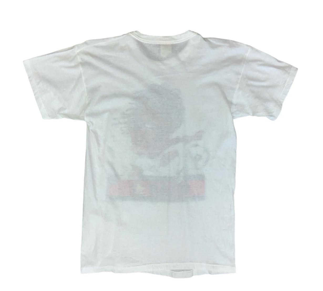 RARE VTG 1990s ITALIAN AC MILAN RUUD GULLIT CARTOON T SHIRT FOOTBALL SOCCER XS