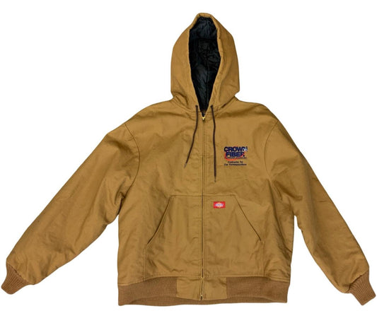 VTG USA IMPORTED DICKIES DUCK CANVAS HOODED WORKWEAR JACKET QUILT LINED LARGE