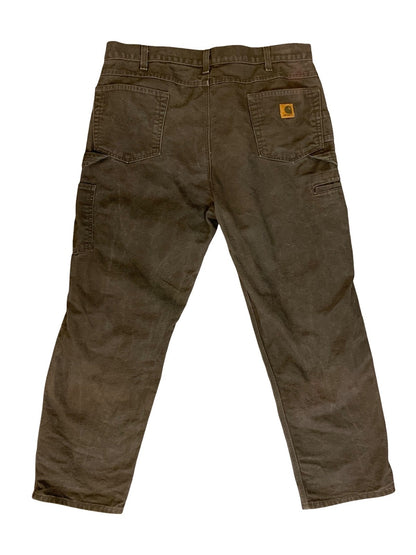 CARHARTT BROWN DUCK CANVAS RELAXED FIT STRAIGHT CARPENTER WORK TROUSERS 38W 30L
