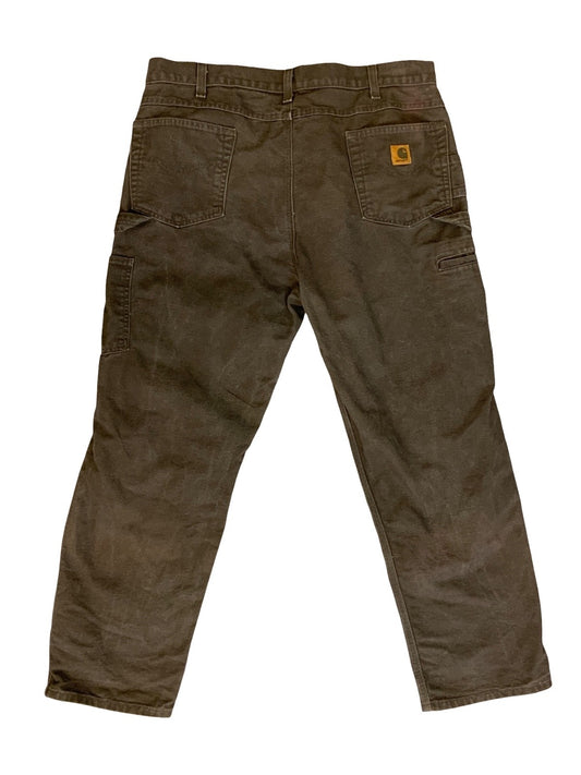 CARHARTT BROWN DUCK CANVAS RELAXED FIT STRAIGHT CARPENTER WORK TROUSERS 38W 30L