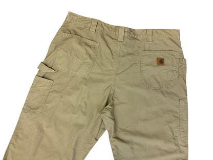 CARHARTT BEIGE LIGHT DUCK CANVAS RELAXED DUNGAREE FIT CARPENTER TROUSERS 41W 33L