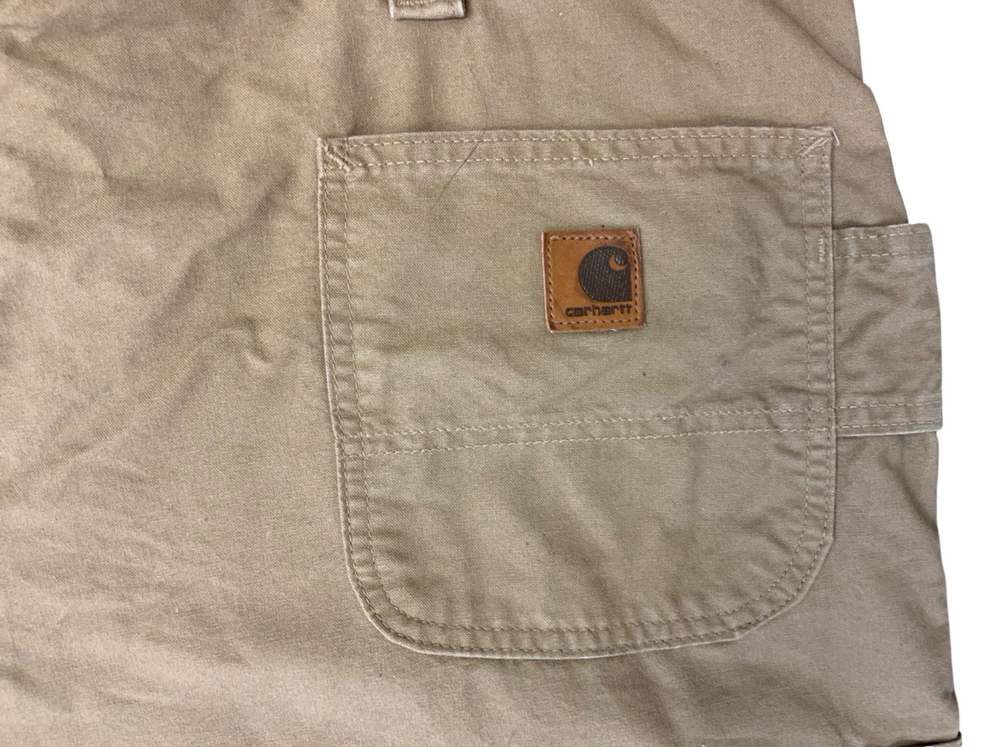 CARHARTT BEIGE LIGHT DUCK CANVAS RELAXED DUNGAREE FIT CARPENTER TROUSERS 41W 33L
