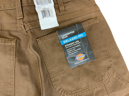 BNWT DICKIES BROWN DUCK CANVAS RELAXED FIT STRAIGHT CARPENTER TROUSERS 32W 34L