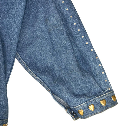 VTG 80s RARE BLUE EMBELLISHED SOUTHWEST TEXAS USA OVERSIZED DENIM JACKET 3XL 4XL