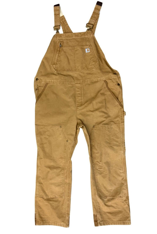 CARHARTT LADIES TAN DUCK CANVAS CARPENTER USA WORKWEAR DUNGAREES SIZE UK20 SHORT