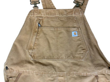 CARHARTT LADIES TAN DUCK CANVAS CARPENTER USA WORKWEAR DUNGAREES SIZE UK20 SHORT