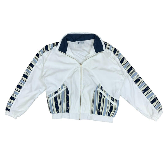 VTG 80s 90s 'SERGIO TACCHINI' WHITE BLUE STRIPED TRACK WINDBREAKER JACKET L