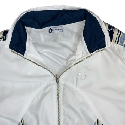 VTG 80s 90s 'SERGIO TACCHINI' WHITE BLUE STRIPED TRACK WINDBREAKER JACKET L