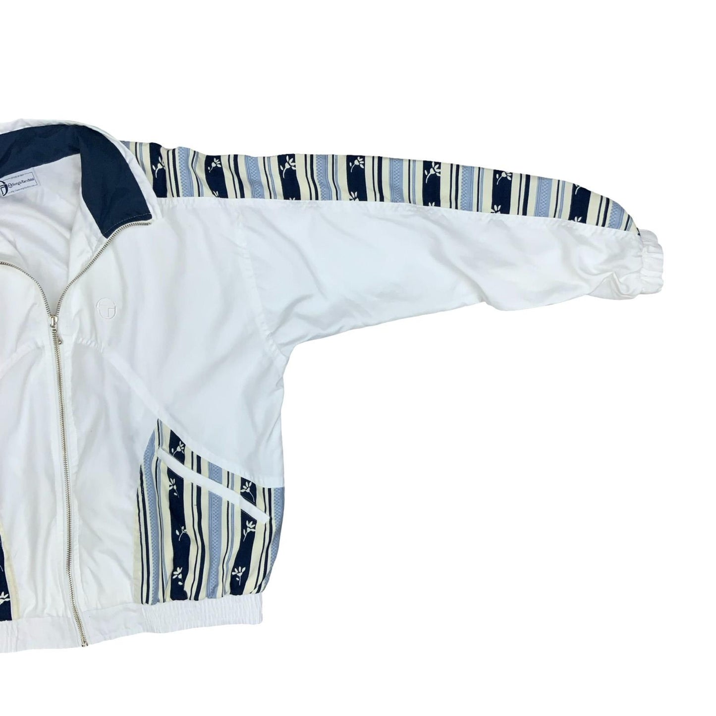 VTG 80s 90s 'SERGIO TACCHINI' WHITE BLUE STRIPED TRACK WINDBREAKER JACKET L