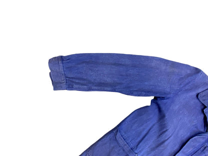 VTG DISTRESSED & FADED DENIM EU FRENCH WORKWEAR CHORE JACKET INDIGO M