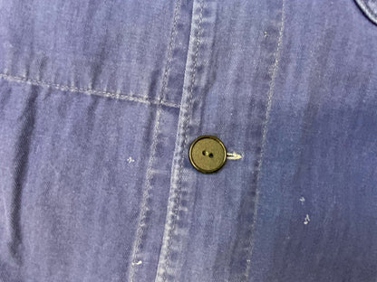 VTG FADED HERRINGBONE EU WORKWEAR CHORE JACKET INDIGO TWILL COTTON FRENCH M