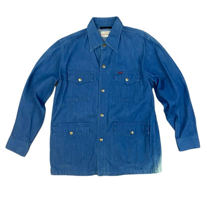 VTG 90s EDWIN JAPAN HEAVY DENIM CHORE JACKET BLAZER STYLE WORKWEAR NICE FADES L
