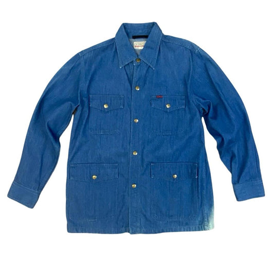 VTG 90s EDWIN JAPAN HEAVY DENIM CHORE JACKET BLAZER STYLE WORKWEAR NICE FADES L