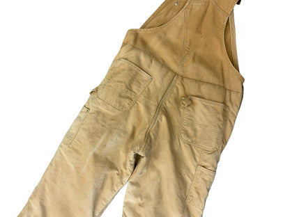 CARHARTT TAN DUCK CANVAS QUILT LINED DUNGAREES CARPENTER USA WORKWEAR 34W 29L