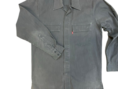 VTG LEVIS RED TAB STA-PREST CHARCOAL LONG SLEEVE COTTON BLEND WORKWEAR SHIRT MED