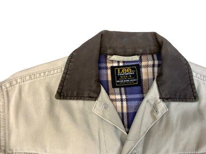 VTG 90s LEE SANFORIZED FLANNEL LINED L506 BEIGE HEAVY CORD DENIM JACKET S