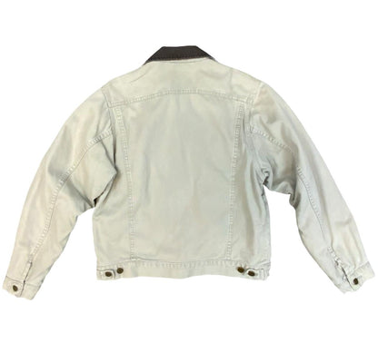 VTG 90s LEE SANFORIZED FLANNEL LINED L506 BEIGE HEAVY CORD DENIM JACKET S