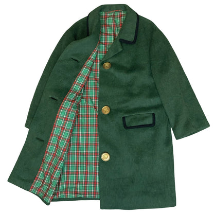 VTG 'HOCK MÜNCHEN' GREEN GERMAN STATEMENT GOLD BUTTON LONG WOOL COAT UK 20