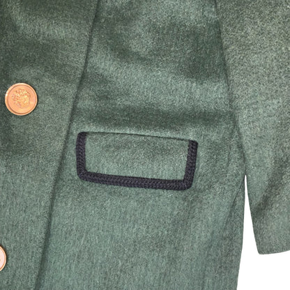 VTG 'HOCK MÜNCHEN' GREEN GERMAN STATEMENT GOLD BUTTON LONG WOOL COAT UK 20