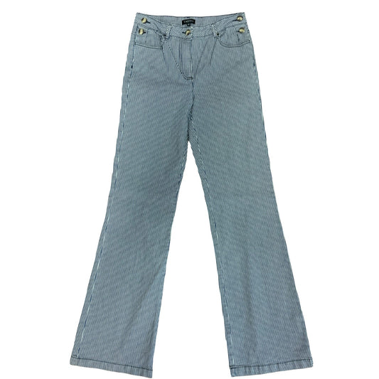 'CAROLL PARIS' STRIPED BLUE WHITE HIGH-WAIST WIDE-LEG DENIM JEANS M 12