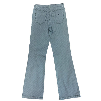 'CAROLL PARIS' STRIPED BLUE WHITE HIGH-WAIST WIDE-LEG DENIM JEANS M 12