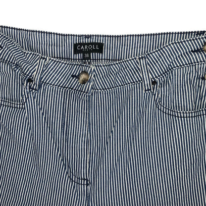 'CAROLL PARIS' STRIPED BLUE WHITE HIGH-WAIST WIDE-LEG DENIM JEANS M 12