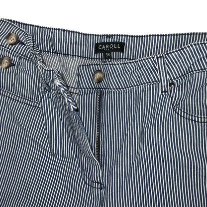 'CAROLL PARIS' STRIPED BLUE WHITE HIGH-WAIST WIDE-LEG DENIM JEANS M 12
