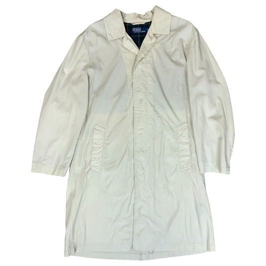 VTG 'POLO' BY 'RALPH LAUREN' OFF-WHITE OVERSIZED 1/2 LINED TRENCH COAT LARGE