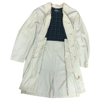 VTG 'POLO' BY 'RALPH LAUREN' OFF-WHITE OVERSIZED 1/2 LINED TRENCH COAT LARGE